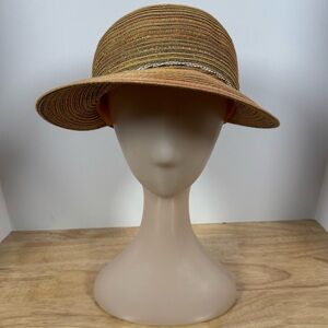 Sun N Sand Women's Mulit-Color Straw Sun Hat with Gold Accent OSFM